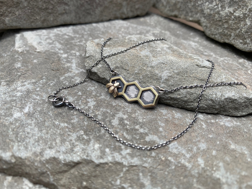 Bee on Honeycomb Necklace