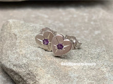 Load image into Gallery viewer, Sterling Heart Earrings with Amethyst