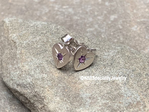 Sterling Heart Earrings with Amethyst