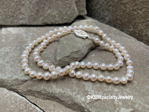 18" White/Cream Colored 5.5mm Freshwater Pearl Necklace