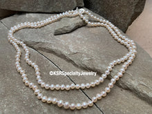 Load image into Gallery viewer, 39&quot; Multi-Wear White/Cream Colored 5.5mm Freshwater Pearl Necklace