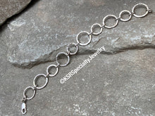 Load image into Gallery viewer, Sterling Silver Textured Dual Size Circle Link Bracelet