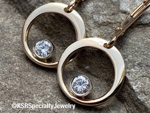 Load image into Gallery viewer, 1/3ct. tw 14k Yellow and White Gold Forged Circle and Diamond Earrings
