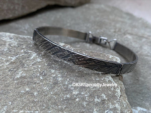 Sterling Silver Hinged Textured Bracelet