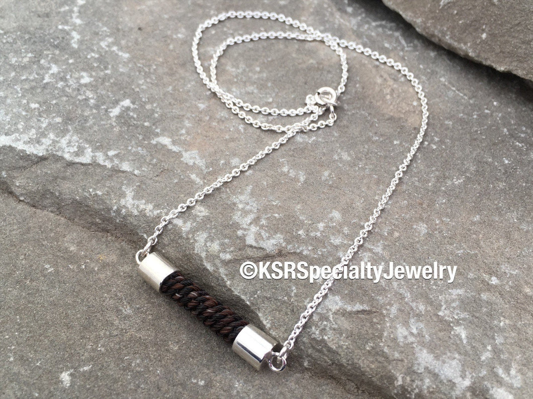 Sterling Silver Straight Bar Horse Hair Necklace