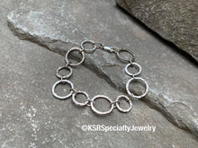 Load image into Gallery viewer, Sterling Silver Textured Dual Size Circle Link Bracelet