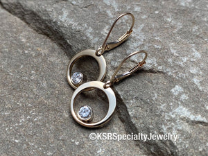 1/3ct. tw 14k Yellow and White Gold Forged Circle and Diamond Earrings