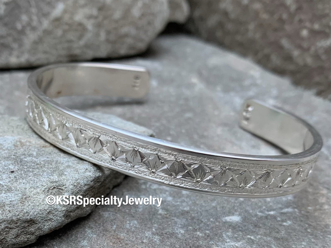 Hand Engraved Sterling Cuff