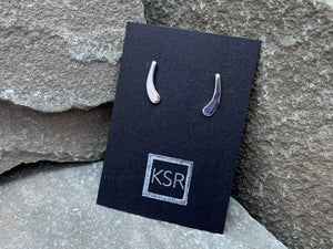 Sterling Curved Hand-Forged Post Earrings