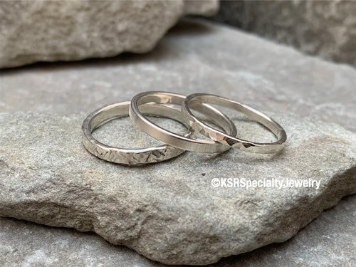 Sterling Silver Stacking Rings - Set of 3